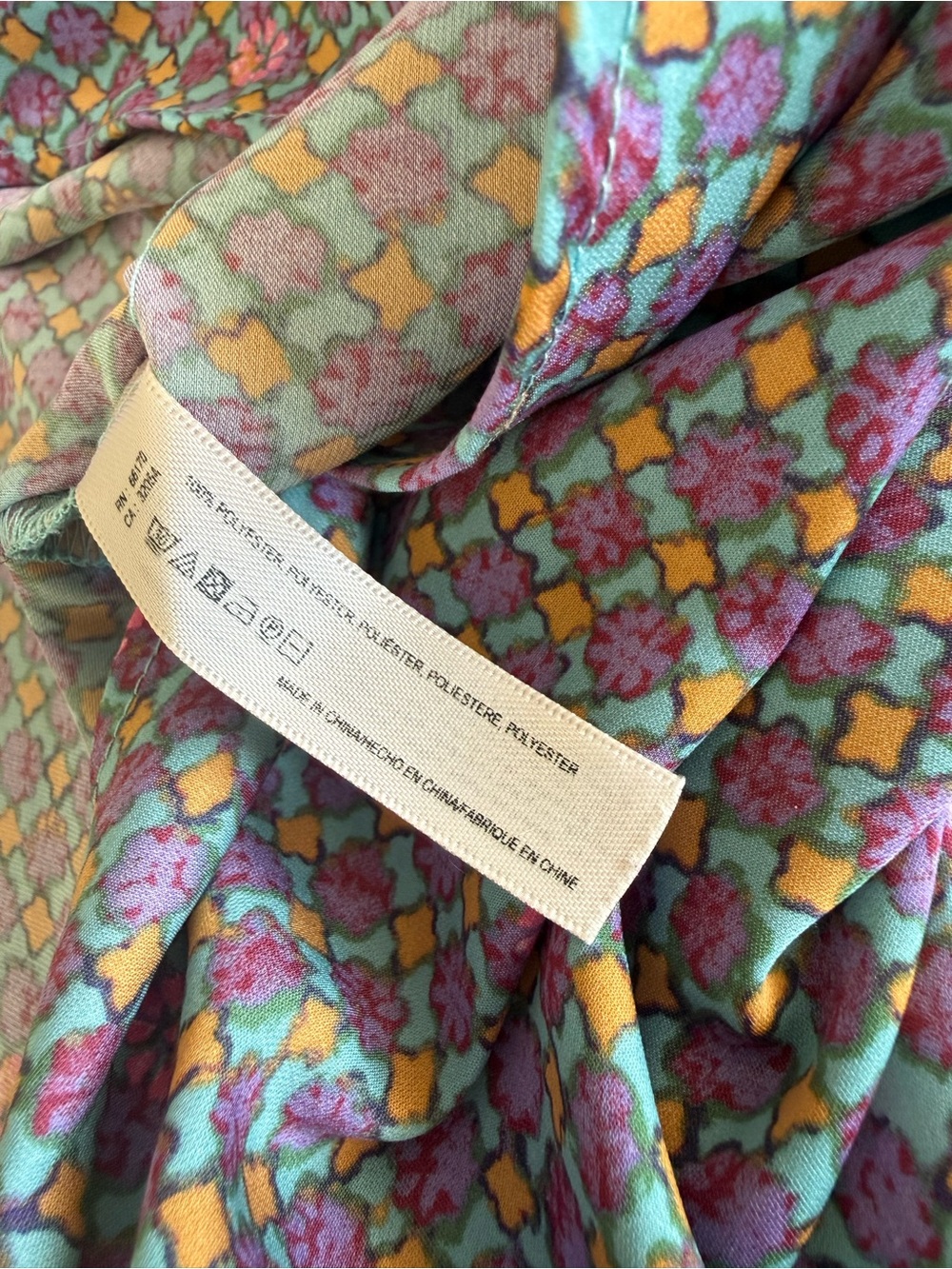 Anthropologie Floreat Purple Multi Floral Mosaic Print silky feel Cami tank top - Picture 5 of 7